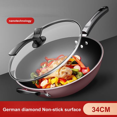 Poêle antiadhésive Wok à fond plat pour cuisinière à gaz cuisinière à Induction ustensiles de cuisine en fer outil de cuisine essentiel cuisson (1/5)