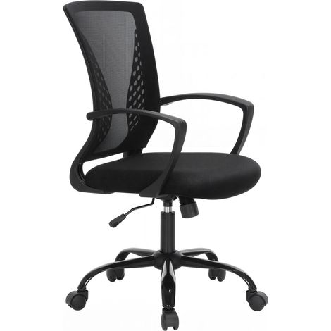 Fauteuil de Bureau Ergonomique, Chaise Pivotante Réglable en Hauteur, 50 x 58 x 96-104 cm, Noir (1/5)