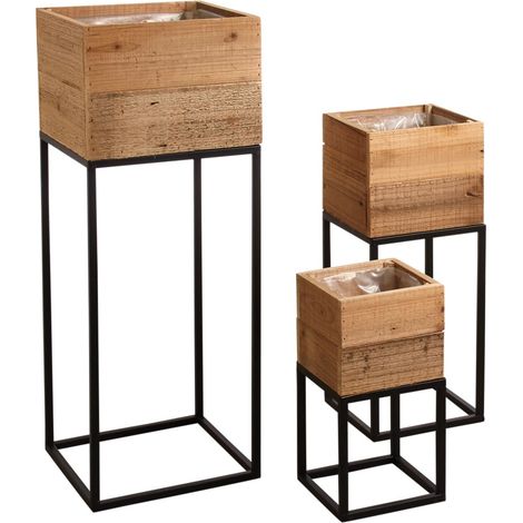 Lot de 3 jardinières en bois (1/2)