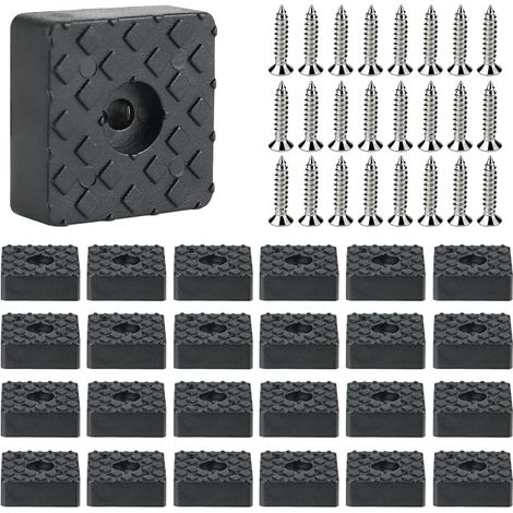 Set di 24 cuscinetti quadrati in gomma, 30 x 30 mm, con fissaggio a vite, antiscivolo, ideali per mobili, tavoli, sedie e divani. (1/5)