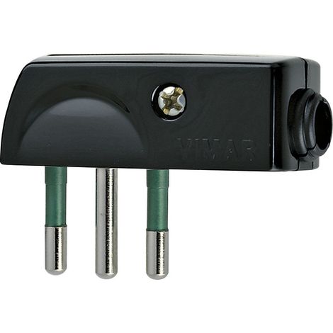 Spina Piatta A Squadra 2P+T 10A Spa11 90° Nero ( VIMAR cod. 00206 )