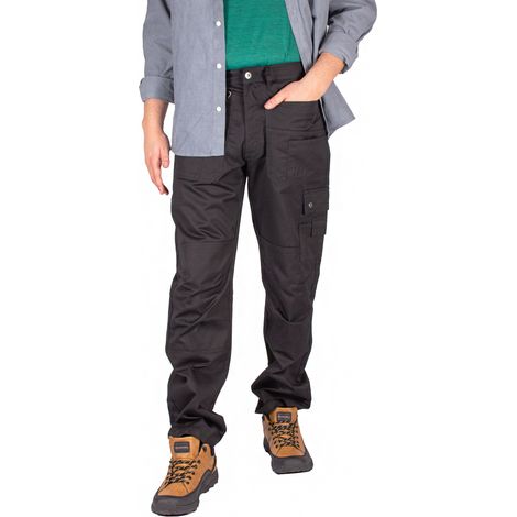 Pantalones tácticos para hombre firi 555.161B - pantalones cargo de trabajo negros para hombre, pantalones cargo negros con bolsillos, talla 36 L