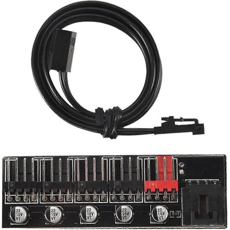 Adaptateur répartiteur de vitesse pour ventilateurs PC à 5 ports, compatible avec les connecteurs de câble d'ordinateur pour ventilateurs de dissipateur thermique PWM à 4 broches. (1/5)
