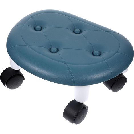 Tabouret Rond Multifonctionnel 360° Pivotant 40 Cm en Polypropylène Bleu, Siège Pratique pour Intérieur, Bureau et Garage, Mini Tabouret Léger et Robuste roulettes (1/5)