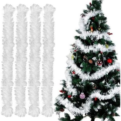 HOXILEELEO - Guirlande de Noel Sapin, 4pcs Guirlandes Tinsel Noël, Guirlande Sapin 2m, Guirlande Tinsel Métallique Scintillantes pour Mariage Anniversaire Fête Murs Fenêtres Sapin Decoration Noël - Bl (1/5)