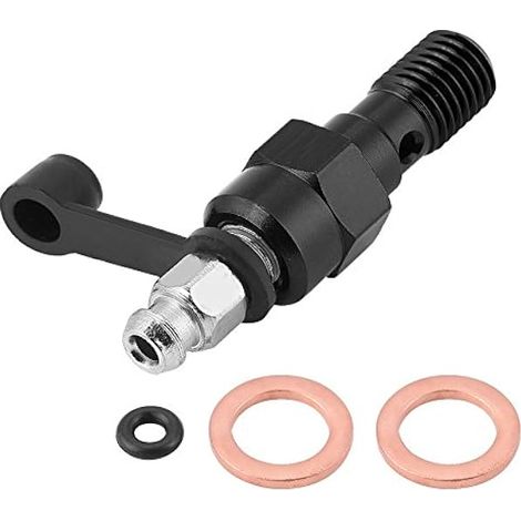 Vis De Purge Etrier De Frein,Vis de Purge de Moto,M10x1.0mm Frein de Moto Universel Matre étrier purgeur Vis de Purge en Aluminium Mamelon Boulon Banjo+Cache (1/4)