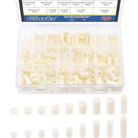 Lot de 270 pièces d'entretoises en nylon pour vis M3-M6, entretoises pour prises électriques, rondelles rondes en ABS blanc pour vis, interrupteurs et prises (1/5)