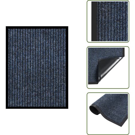 Paillasson rayé Bleu 40x60 cm - Tapis D'entrée - Paillasson Intérieur - Matelas D'accueil - Tapisserie De Porte - Nettoyage Des Chaussures (1/5)