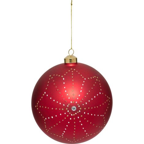 Palla di vetro con fiocco di neve d.14cm rosso - Feeric lights & christmas