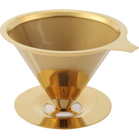 Kaffeefilter aus goldfarbenem Titan-Edelstahl mit Becherhalter und Griff (1/5)