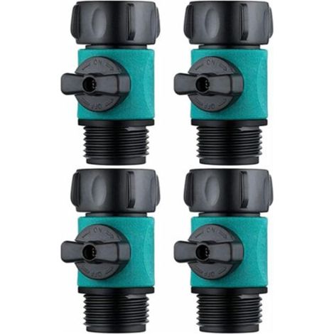 Lot de 4 vannes d'arrêt pour tuyau d'arrosage compatibles avec les raccords standard de 3/4"