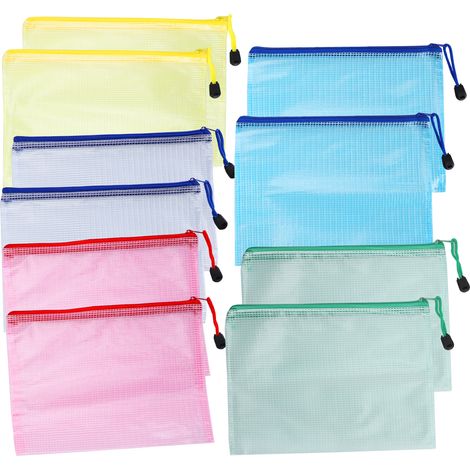 10Pcs Zipper File Bag Mesh A5 Document Pouch Protective Pocket Classified Office Supplies