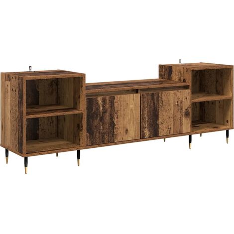 Mobile porta TV rettangolare moderno con pratico vano contenitore 160 x 35 x 55 cm realizzato in legno composito anticato 020052781