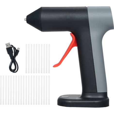 Pistolet à colle chaude sans fil 3.7V kit mini préchauffage rapide 30s batterie rechargeable 2000mAh avec 30 bâtons de colle pour bricolage loisirs créatifs et réparations (1/3)
