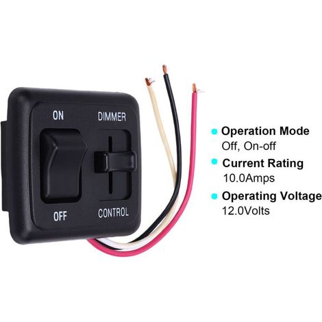 Interrupteur Va-et-Vient DC avec Variateur 60W pour LED/Halogène/Incandescent - Commande Luminosité pour Camping-Car, Bateau, Bandes Lumineuses, Ventilateur - ABS (1/5)