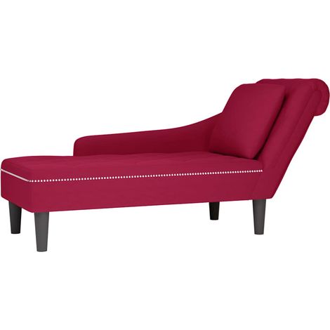 vidaXL Tumbona con almohada y reposabrazo derecho terciopelo rojo vino (1/5)