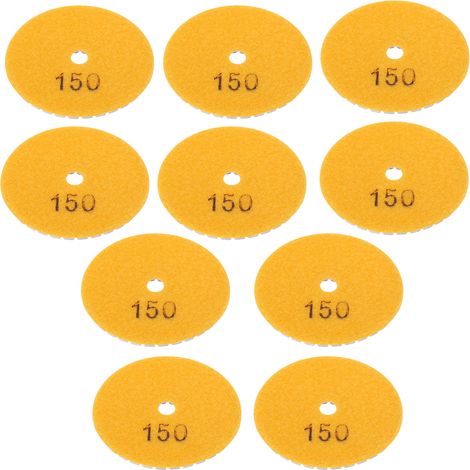 10 disques de ponçage/polissage diamantés de 7,6 cm (3 pouces), grain 150, pour le polissage du marbre, du béton et de la pierre. (1/5)