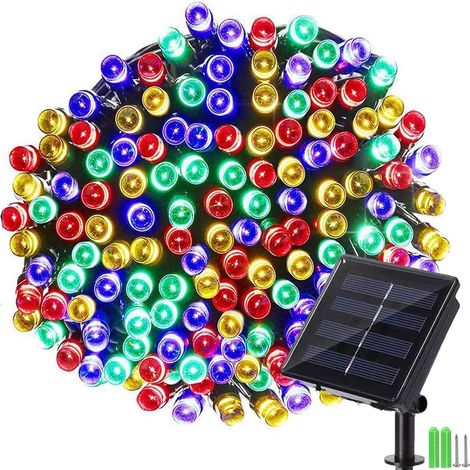 QAZQA Noel Guirlande Lumineuse Solaire, 22M 200 LED Guirlande Solaire Exterieur Sapin de Noël Lumière 8 Modes Étanche Décoration Lampe pour Intérieur Jardin Patio Mariage Fête Anniversaire, Coloré (1/5)