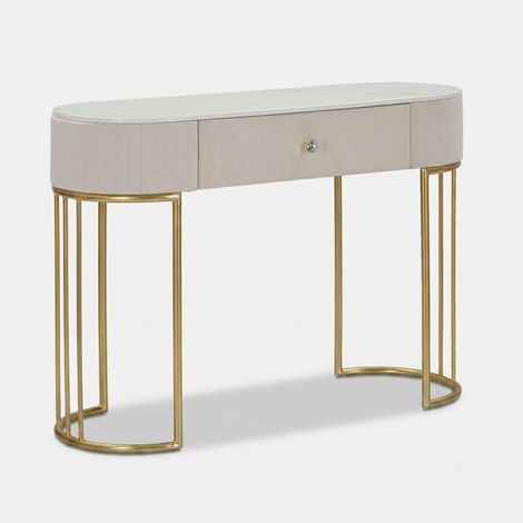 Consola de entrada con cajón efecto mármol Montpellier - Beige (1/5)