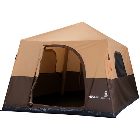 Tente Gonflable 8 Personnes Pompe Rechargeable Tente de Camping Beige, pour Randonnée et Pique-niques en Famille, avec Tubes d'Air en TPU, 4 Grandes Fenêtres en Maille, Sac de Transport Portable (1/5)