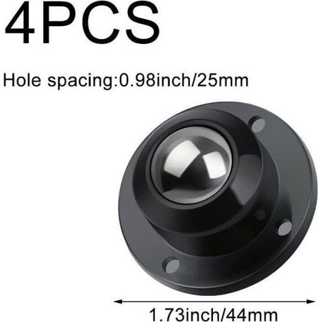 Lot 4 Mini Roulettes Pivotantes 360° Auto-Adhésives Noir Charge 15 kg pour Poubelle Meuble Petit Électroménager (1/5)