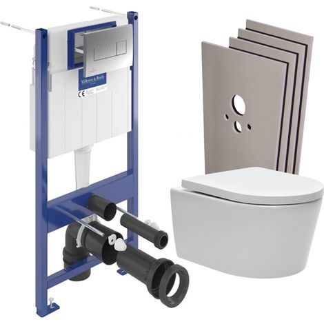 ViConnect Pro S Pack WC bâti Villeroy & Boch + WC Swiss Aqua Technologies + abattant SoftClose + plaque (VCNSAT2SBCH) (1/5)