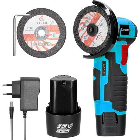 12 V 19500rpm Electric Grinding Tool Multifunctional Angle Grinder Handheld Cutter for Cutting Polishing Ceramic Tile Wood Stone Steel (1/5)