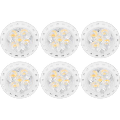 Lot de 6 spots LED à luminosité variable MR11, 360 lm, culot GU4 en céramique, 110 V, 4 W, lumière chaude 3000 K, pour éclairage paysager d'extérieur. (1/5)