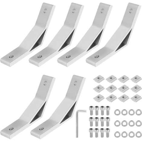 Lot de 6 équerres d'angle en aluminium à 135° pour profilés série 3030, assemblage et fixation (1/5)
