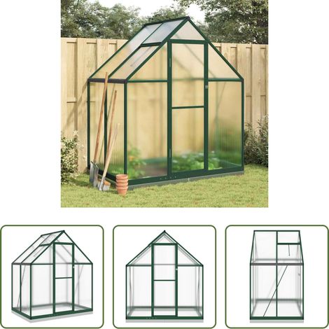 vidaXL Polycarbonat - Gewächshaus mit Fundamentrahmen Grün 169x114x202 cm Aluminimum (1/5)