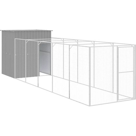 Maison Exclusive - Hundehütte mit Auslauf Hellgrau 165x659x181 cm (1/5)
