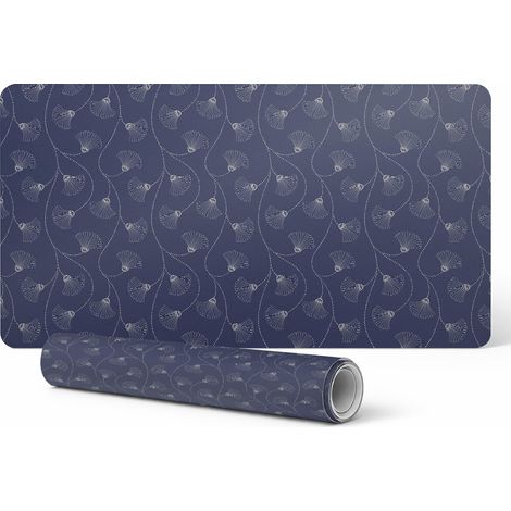 Alfombrilla de escritorio de vinilo con elegante estampado de delicados abanicos, 100x50 cm.
