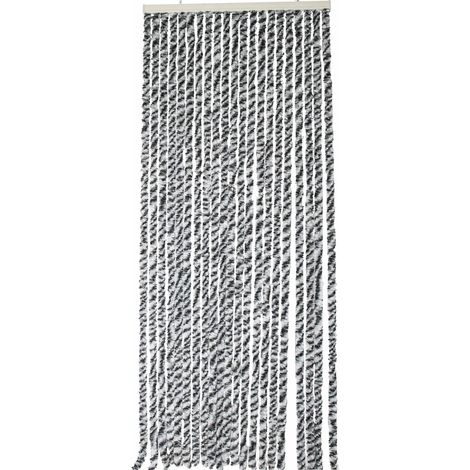Werka Pro – Rideau chenille 90 x 220 cm – 21 chenilles – Protection anti-UV – Couleurs noir, gris, blanc – Pour intérieur et extérieur