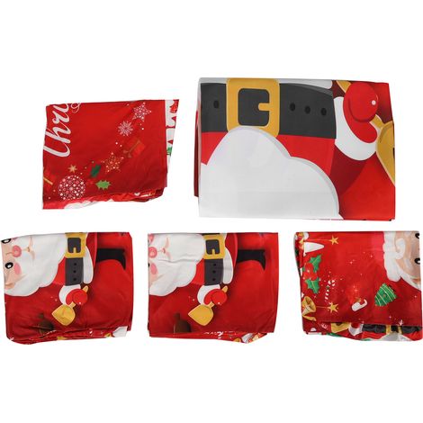 Christmas Tablecloth Chair Covers Set for Home Kitchen Dining Room Festive DecorationRed Santa Claus 140x140cm
