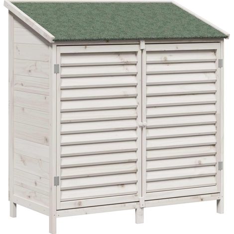 vidaXL Garden Shed White 106 x 56 x 113.5 cm Solid Fir Wood