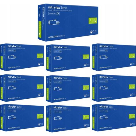Guanti in nitrile 100 pezzi. Nitrylex Basic Blu Scuro 7-S - 10 set. (1/5)