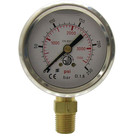 Manomètre, 0-250 bar, diamètre 40 mm, acier inoxydable