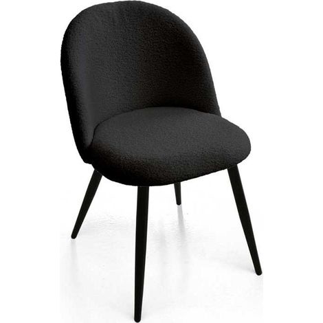 Set 4 poltrone imbottite in tessuto teddy nero cm 48x50x79h
