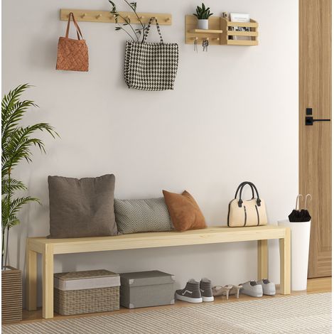 Banc 3 places en bois de pin, 175 x 33 x 45 cm, naturel, charge maximale 330 kg HAVRYA (1/5)