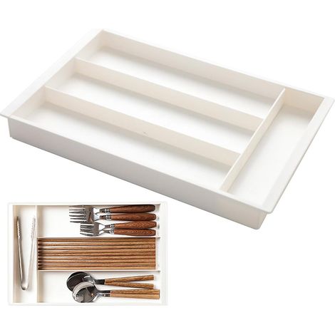 Organiseur de tiroir à ustensiles – Boîte séparation rétractable pour couverts cuisine Grand organisateur d'ustensiles cuisine, bureau, salle bain - (1/5)