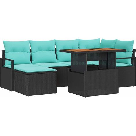 Garden Sofa Set 7 pcs Black and Teal vidaXL (1/5)