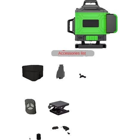 Nivel láser, visibilidad de línea verde, función de autonivelación, 16 líneas verdes (sin trípode + bolsa de tela) (1/2)