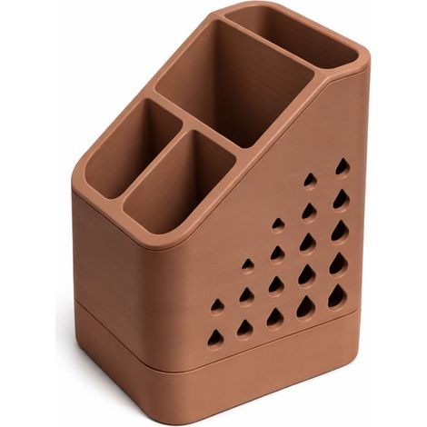 Organizador escurridor de cubiertos marrón para secar tenedores, cucharas y cuchillos. (1/3)