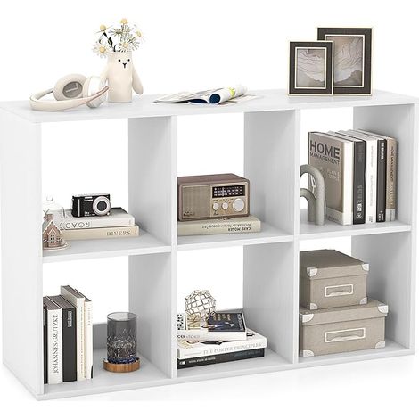 COSTWAY Scaffale Multiuso con Retro Aperto, Mobiletto Espositore Moderno a 2/3/4/6 Cubi con Kit Anti-Ribaltamento, Libreria Autoportante per Camera da Letto Soggiorno Studio (6 cubi) (1/5)