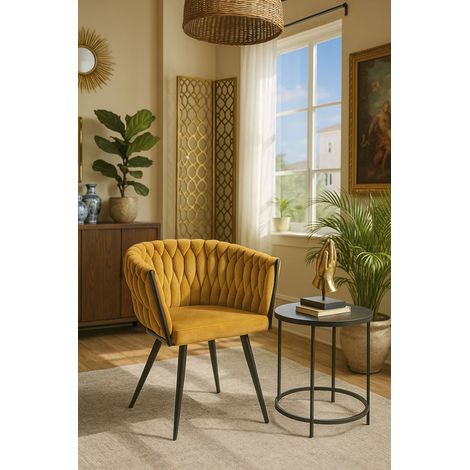 Sillas Comedor - Silla Widny Black Terciopelo - Mostaza (1/5)