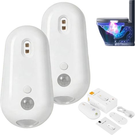 Lampe Stérilisante UV Rechargeable - Capteur De Mouvement Intelligent - Lumière Nocture RGB - Pour Toilettes Et Salles De Bain - 1 Pièce (1/5)