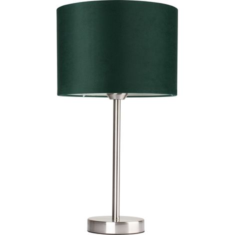 Lampe à poser Cylindre en Velours Vert Abat jours diam 25 cm SCARLETT (1/2)