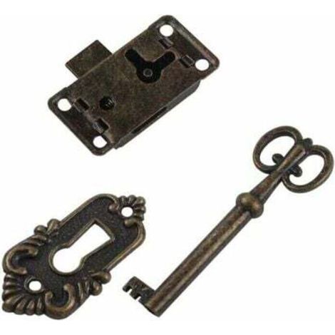 Serrure de tiroir et loquet vintage en laiton – Lot de 3 pièces pour meubles, armoires et boîtes à bijoux
