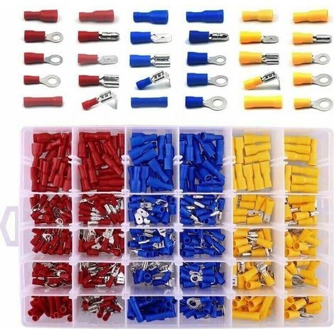 Car Electrical Terminals, 480 Crimp Terminals Including Bullet Spade Butt Splice Rings