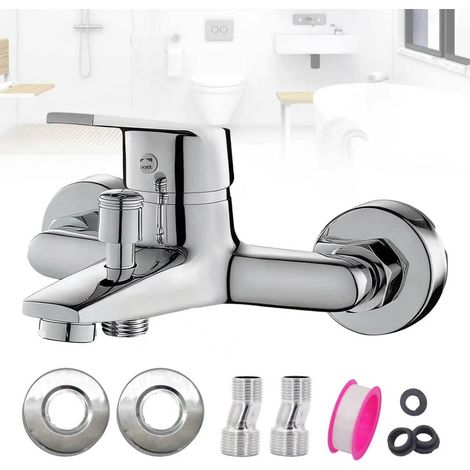 Robinet de baignoire mono-commande avec bec de douche 1/2", surface chromée (classique) (1/5)